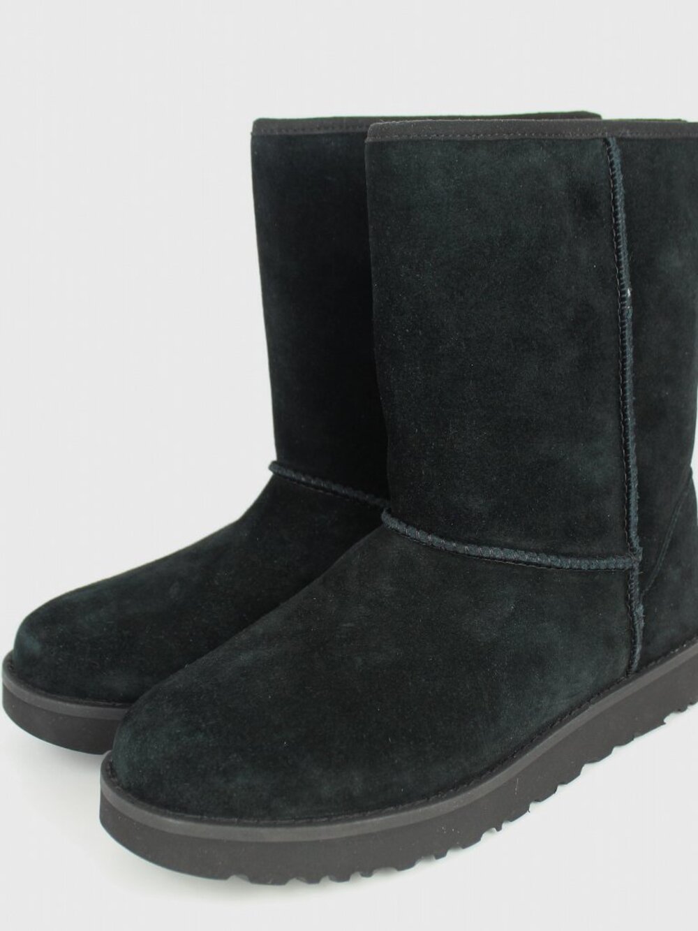 UGG Classic Short Logo Zip Black Suede Ankle Boots Womens US 7